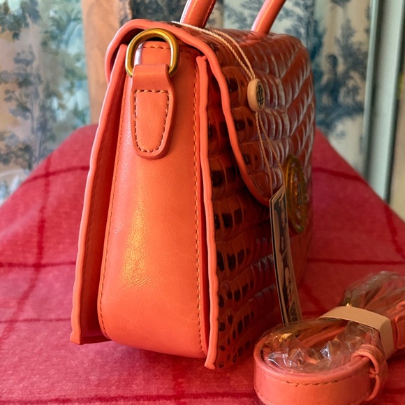 Pink Croc-Embossed Handbag - Picture 3 of 6